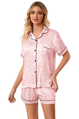 Image of Schbbbta Girls & Women Satin Pajamas Set, 2Piece Silk Nightwear Button-Down Sleepwear for Teen Kids, 3 Years - Women XXL