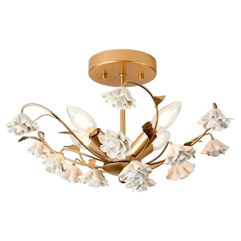 SONLA Vintage Ceramic Flowers Ceiling Light Fixture C2801-4 Cover