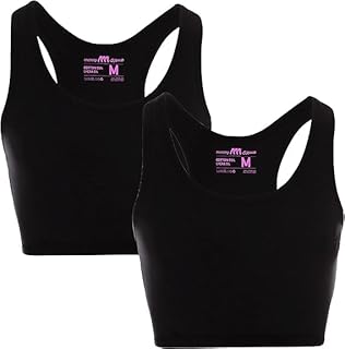 حمالات صدر رياضية قطن بظهر متقاطع خالي من الأسلاك للنساء، أسود، قطعتين