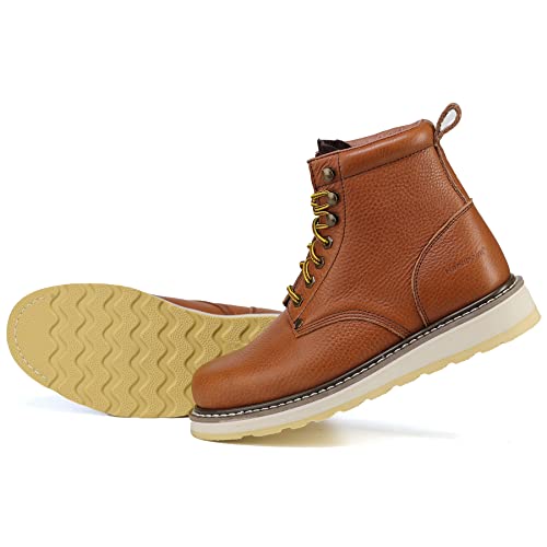 Mens 6" SureTrack Soft Toe Slip Resistant Mens Work Boots, Browm, 849843