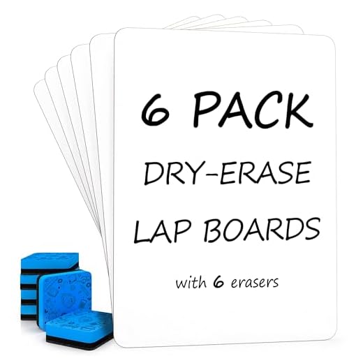 Scribbledo Set of 6 Small White Board Dry Erase Boards Classroom Pack Mini White Boards 9"x12” Personal Whiteboards for Students Teachers School Supplies Lapboards l 6 Mini Whiteboard Erasers Included