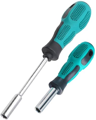 DOFEDOFO Bit Driver Handle,2 Pieces 1/4 inch Bit Driver Magnetic Screwdriver Bit Holder,6.35mm Hex Bit Holder Extension,190mm and 110mm Long with Non-slip Handle Nut Driver, Green