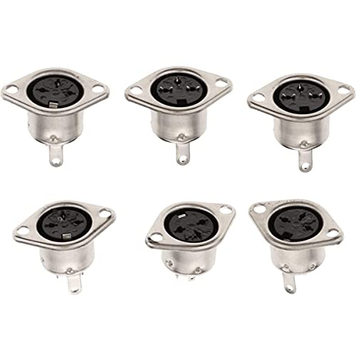 3-Pin DIN Female Jack Socket Connector Panel Mount Chassis Audio 2 Hole Soldering Din Jack Socket (6 Pcs)