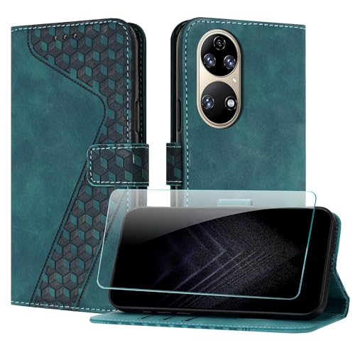 JayModCase Funda para Huawei P50, PU Piel Flip Carcasa con [Huawei P50 Protector de Pantalla] Cierre magnético Soporte Plegable Tarjetas y Cartera (Verde)