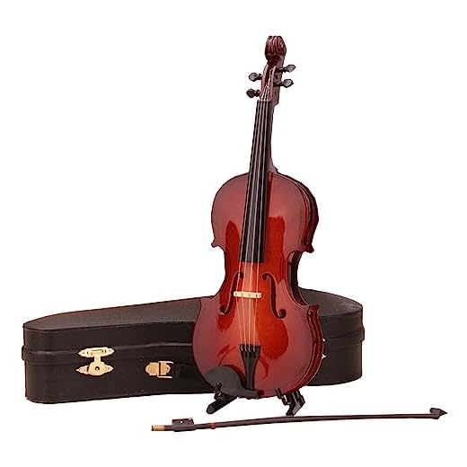 Modelo de violín en miniatura con funda, accesorios para casa de muñecas, mini instrumento musical para decoración