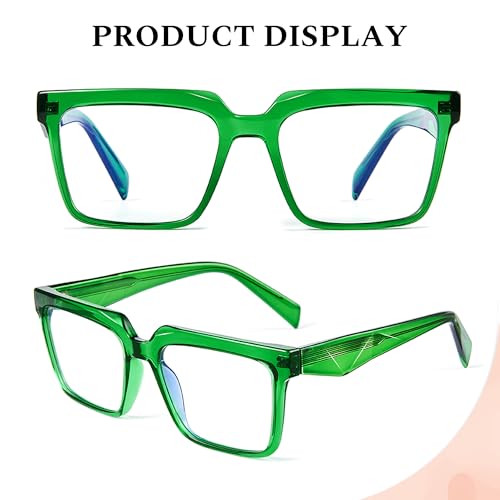 Image of Blue Light Blocking Glasses for Women Men, Square Thick Frame Anti Eyestrain & UV Glare JF6218