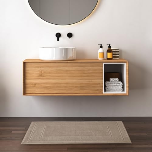 Avalon Towels Beige Bath Mat - 100% Cotton Set of 2 Absorbent Bathmat - Bathroom Mats Quick Dry Bath Mats for Bathrooms (22x34 Inches)