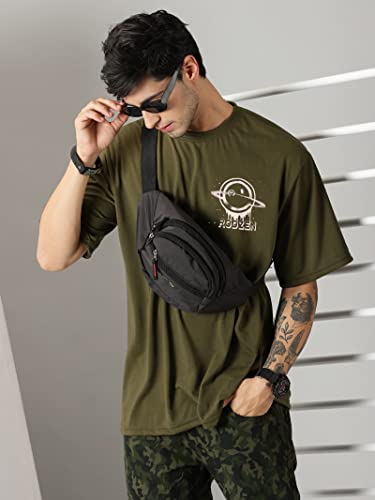 Image of RodZen Oversized Drop Shoulder Half Sleeves Round Neck Solid Cotton Blend Combo T-Shirt for Men