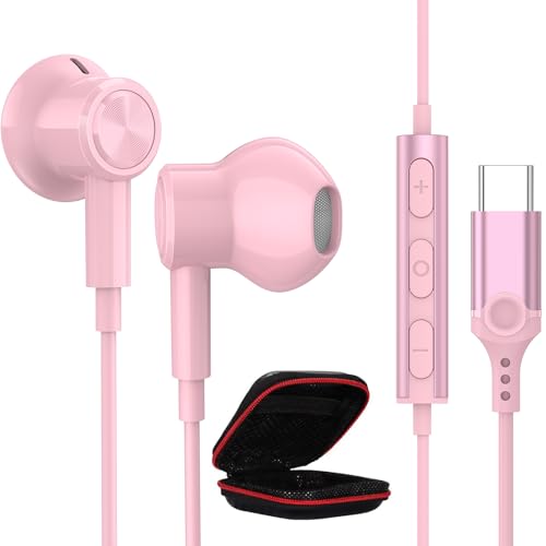 Auriculares USB C para Samsung A16/A55/A35/A33/A54/A34/S24 FE/S23 HiFi Estéreo Magnético Auriculares USB Tipo C Auriculares con cable Auriculares con micrófono para iPhone 16 15 Pro Pixel 9/8/7 Mi 14T