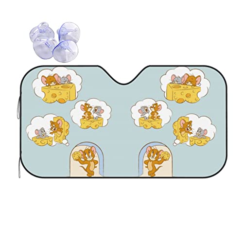 トムとジェリー (12) 車用サンシェード フロントサンシェード 日除け 軽自動車 吸盤 Uvカット 車窓日よけ 紫外線カット 日焼け防止 おしゃれ アニメ グッズ キャラクター かわいい 人気 車用品 プレゼント 130×70cm fo293