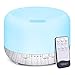 Diffusore di Oli Essenziali Aromi Umidificatore: 500 ML Ultrasuoni Aromaterapia Diffusori Ambiente Casa con Telecomando - Elettrico Essenze Vaporizzatore Olio Lampada Con Timer & Luce LED