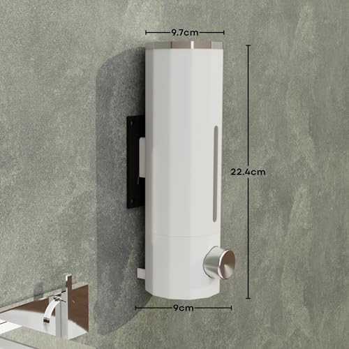 Image of SHALVI Plastic Wall Mounted Liquid Soap Dispenser for Wash Basin with Soap Holder for Bathroom with Toothbrush Holder | Handwash Dispenser Bottle | Soap Stand | Soap Box for Bathroom Accessories