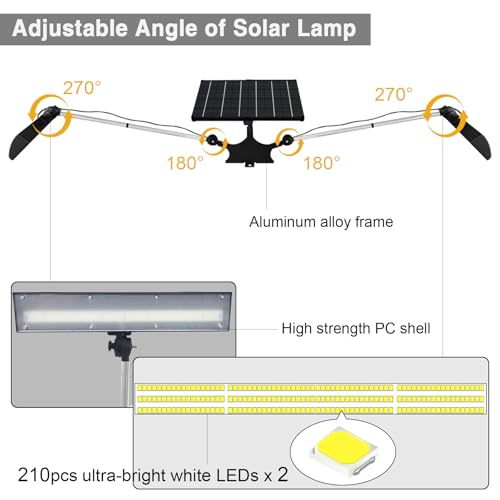 Image of Solar Sign Lights Outdoor, Billboard Light 420 LED 2600 lumen, Sign Light 12000 mAh, Waterproof Commercial Lighting for Real Estate Signs, Business, Advertisement, High Way, Black