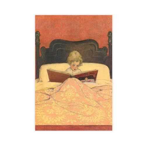 Toile The Bed Time Book Jessie Willcox Smith pour une deco de chambre d'enfant apaisante 30x45