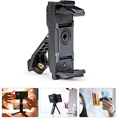 weeylite Universal Cell Phone Tripod Mount Adapter with Cold Shoe 180° Rotation 1/4 Screw Cover