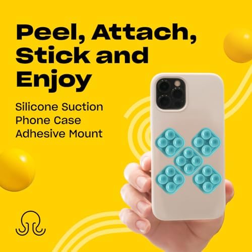 OCTOBUDDY Classic mini - Silicone Suction Phone Case Adhesive Mounts - Hands-Free, Strong Grip Holder for Selfies and Videos - iPhone and Android Compatible - 6 x 1" x 1", Turquoise
