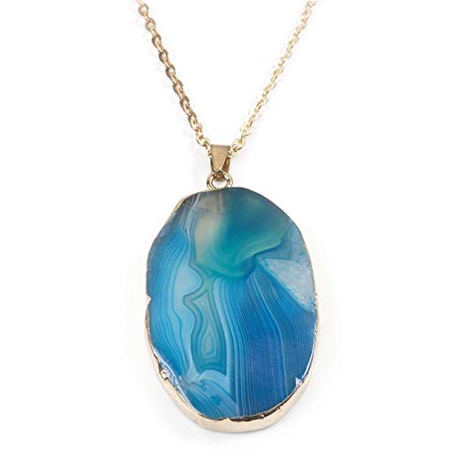Pendentif agate bleue naturelle, idée cadeau d'anniversaire mémorable