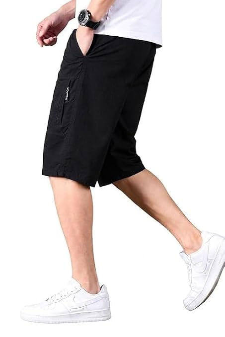 krishna enterprise Men's Black Cargo Shorts with Zipper Pocket, Casual Style, Relaxed Fit-picture-19