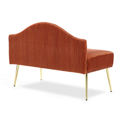 Homtique Modern Velvet Loveseat Settee Bench Upholstered Sofa Chair Tufted Back With Golden Metal Legs For Living Room, Dining Room, Bedroom, Small Space (Orange) #TOP7