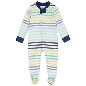 HonestBaby Non-Slip Footed Pajamas One-Piece Sleeper Jumpsuit Zip-Front PJs 100% Organic Cotton for Baby Boys