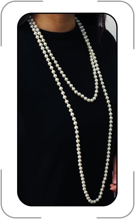 Collares de perlas para mujer de 59.8 in y 70.1 in de largo, collar de perlas de 15.75 pulgadas, gargantilla de perlas gruesas en capas de perlas de imitación colgantes para boda, novia de los años 20, Gatsby, Navidad, regalo de joyería