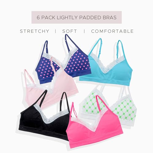 Alyce Intimates Pack of 6 Seamless Girls Bra with Lace Trim & Adjustable Straps- Youth Lightly Padded Bras for Girls2