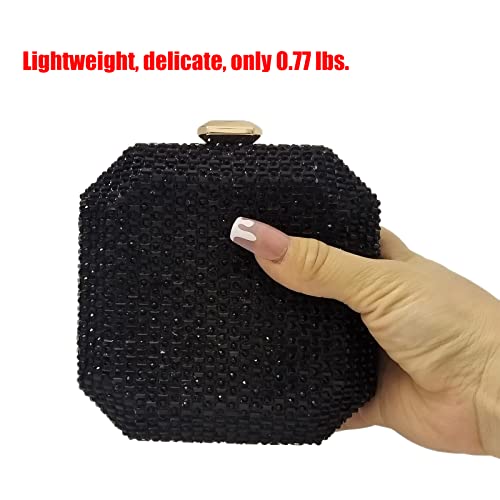 Cute Crystal Box Clutch Mini Rhinestone Handbags For Women Party Wedding Evening Bag - Image 5