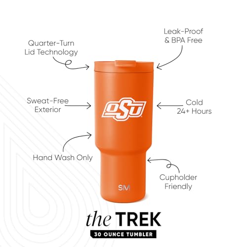 Image of Simple Modern Oklahoma State Cowboys Tumbler with Straw | 30oz | Collegiate | Trek Officially Licensed Oklahoma State University Insulated Water Bottle, Travel Mug | Football Gift for Men, Dad, Him, Her