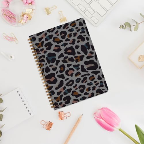 Carnet à spirale A5 imprimé léopard noir pour la prise de notes