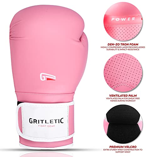 Gritletic Boxing & Mma Training Gloves - Supreme Boxing Gloves For Men & Women. 8,10,12,14 & 16Oz Kickboxing Gloves (10Oz, Pink) #TOP4