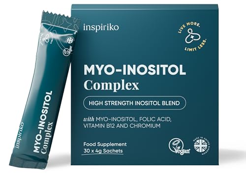 Inspiriko 5-in-1 Myo-Inositol Powder 4000mg with Folate Chromium Vitamin B6 & B12-30 Vegan 1-a-Day Myo Inositol Powder Sachets Made in UK