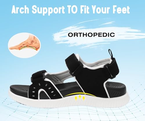 Image of KuaiLu Mens Hiking Sandals With Arch Support Sport Recovery Athletic Walking Sandals For Man Outdoor Summer Casual Thick Cushion Beach Water Fisherman Sandal Size 7-15