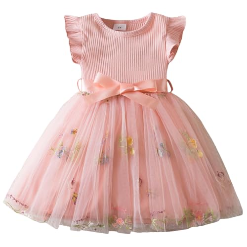 Vestidos con estampados de flores y manga voladora para niñas en paseos familiares y fiestas