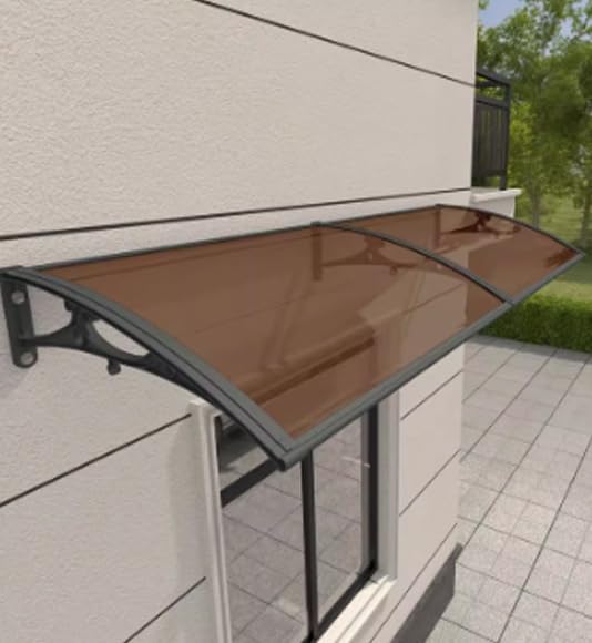 Auvent de porte extérieur marron protection UV pluie abri fenêtre aluminium 60 x 120