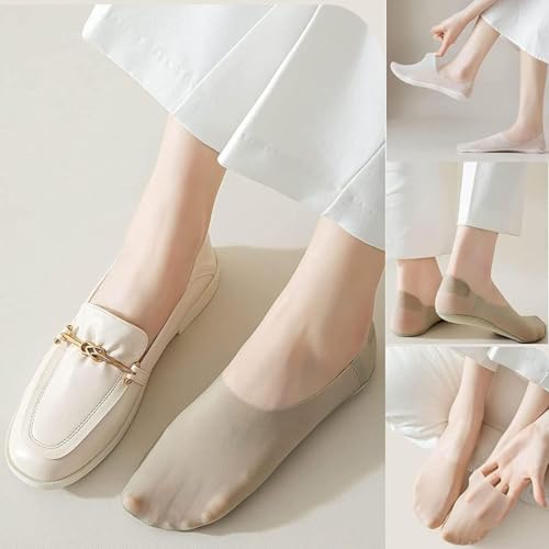 Enlightenw Socks, Ice Silk Invisible Boat Socks,Thin No Show Socks for Women Non Slip,Breathable Ankle Socks (d 5PCS)2