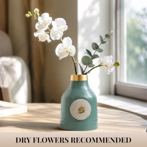 Image of Urban Born Metal vases for Flowers & Plants | Metal pots for Plants | Home Decor | Vases Decorative | Living Room | Living Room Vintage Decor (12 X 12 X 18 cm) Aqua
