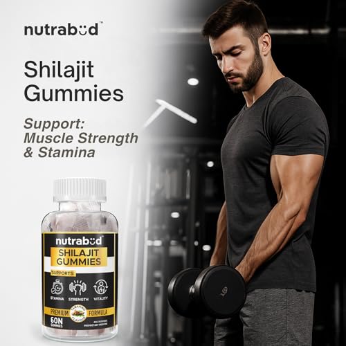 Image of Nutrabud Pure Shilajit /Shilajeet Gummies 100mg For Men, Women - 60 Gummies | Boosts Stamina & Improves Energy Levels | Tamarind Flavour Veg Gummy Supplement (60 Count (Pack of 1), Tamarind)