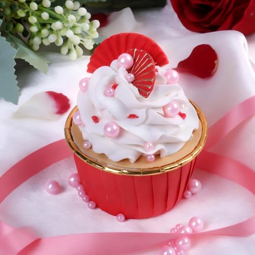 Image of Pink and Red Pearl Sprinkles for Cake Decorating Edible, Valentines Sprinkles with 4 Sizes Sugar 130g /4.6oz, Cupcake, Ice Cream, Donuts, Macaron Toppings Supplies (2mm, 4mm, 7mm, 1cm)