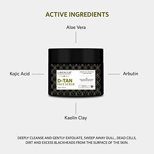 Image of L'avenour D-Tan Face Pack with Aloe Vera, Kaolin Clay, Arbutin | Removes Tan, Brightens & Evens Skin Tone | For All Skin Types - 200gm