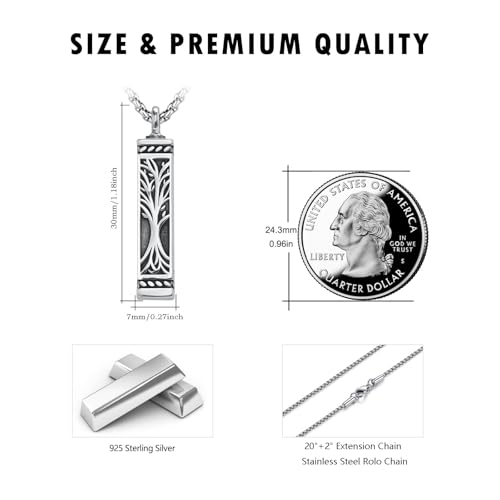 925 Sterling Silver Urn Necklace Cremation Jewelry for Ashes with Stainless Steel Chain4
