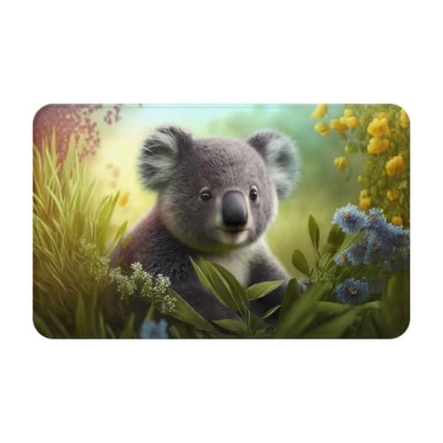 Alfombras de baño antideslizantes lavables – Alfombrillas de cocina para entrada interior Daisy Koala lavandería baño puerta alfombras con reverso de goma 50,8 x 80 cm