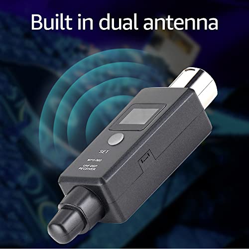 lifcasual Microfone de 1 par Sistema sem fio de microfone Sistema de transmissor sem fio UHF DSP Tra