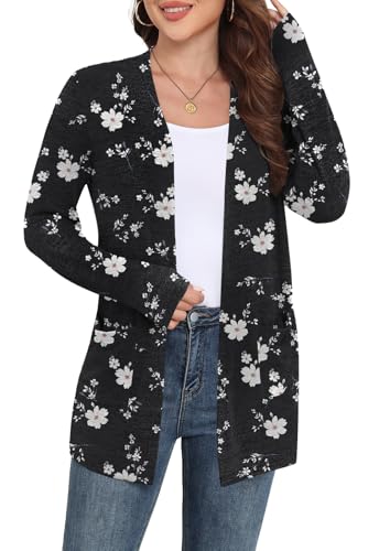 Image of Yincro Womens Lightweight Cardigan Long Sleeve Open Front Casual Sweater Cardigans with Pockets