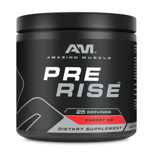 Image of Amazing Muscle Pre Rise | Pre-Workout Powder Supplement with Caffeine & Beta-Alanine for Men & Women | 25 Servings (25 Servings, Cherry Ice)
