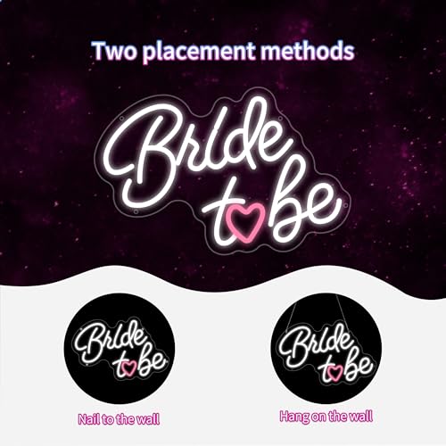 Image of Bride to be Neon Sign, White LED Neon Light Signs USB Wedding Light Signs for Bridal Shower Bachelorette Engagement Party Backdrop