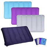 Crynvor 4 Pezzi Cuscino Gonfiabile, Cuscino da Spiaggia, Cuscini Gonfiabili da Campeggio, Cuscino da Esterno Pieghevole, Floccati Cuscini Gonfiabili Cuscino per Campeggio, Viaggi, Ufficio(44x29cm)