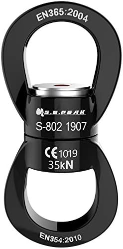 Swing Swivel 35kN Safest Rotational Device, Swing Spinner, Carabiner Swivel, Climbing Rope Swivels for Children’s Web Tree Swing Setting, Aerial Dance, Hanging Hammock by PROND (A - Black)