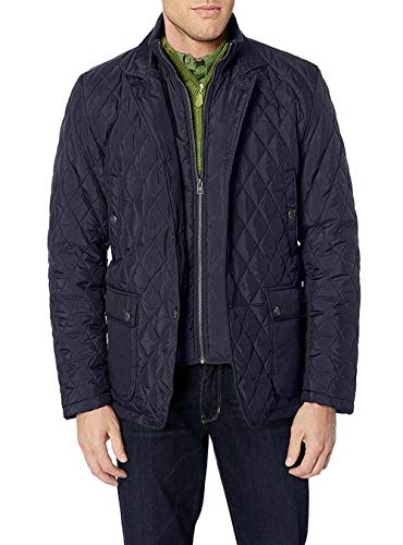 GN Luciano Men's Quilted Puffer Jacket with Double Knit Collar