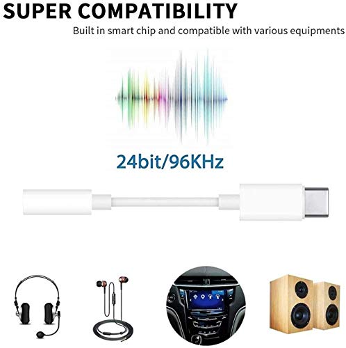 USB C to 3.5mm Aux Cable, USB C to 3.5mm Adapter Headphone, Type C to 3.5mm Audio Adapter Type C Audio Connector Hi-res Chipset for iPad Pro/Google Pixel/Pixel 2/2XL/3/Huawei/Samsung/Moto Z/Z2-2 Pack - Thumbnail 2