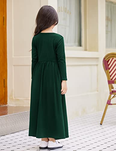 Image of Arshiner Girls Maxi Dress Long /Short Sleeve Casual Holiday Dress with Pockets for 5-13 Years